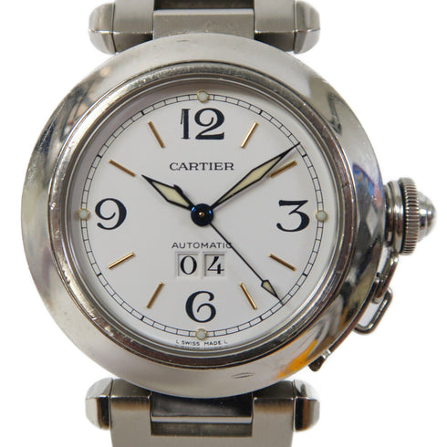 CARTIER Pasha C 35mm Automatic Watch W31015M7 Stainless Steel White