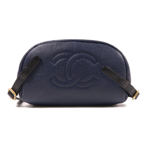 CHANEL CC GHW Backpack Calfskin Leather Dark Blue