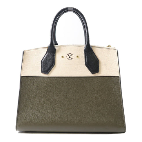LOUIS VUITTON LV GHW City Steamer 2 Way Bag M53072 Calfskin Green/Beige/Black