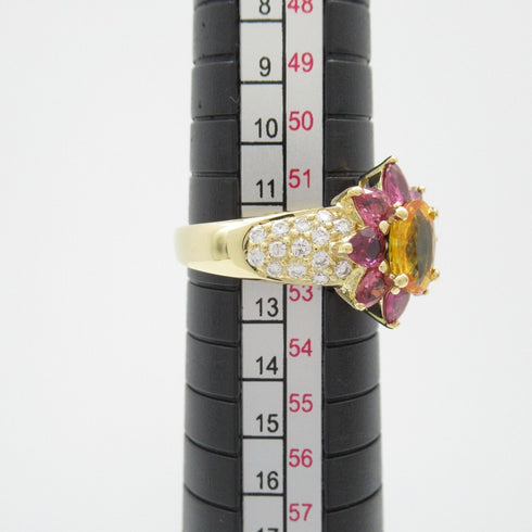 Ponte Vecchio 1.21ct Ruby 0.37ct Diamond Ring 18K Yellow Gold Multicolor US#6