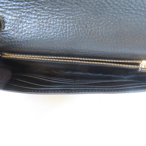 GUCCI GG GHW Wallet On Chain Shoulder Crossbody 466506 Calfskin Leather Black