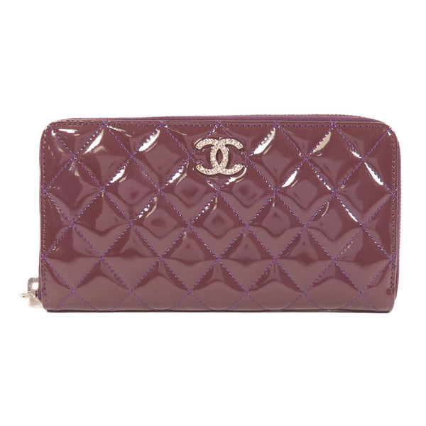 CHANEL CC SHW Long Wallet Patent Leather Purple