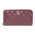 CHANEL CC SHW Long Wallet Patent Leather Purple