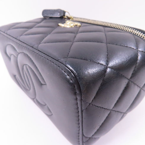 CHANEL CC GHW Vanity Case 2 Way Bag Calfskin Leather Black