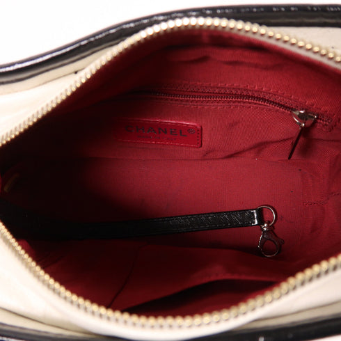 CHANEL CC Gabrielle Small Chain Shoulder Bag Calfskin Leather White/Black