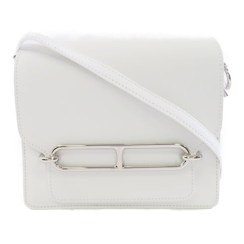 HERMES PHW Mini Roulis Shoulder Bag Evercolor Leather Blanc White