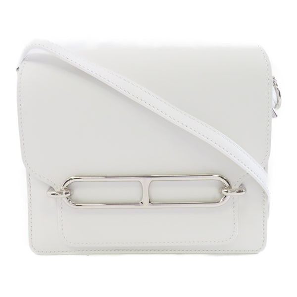 HERMES PHW Mini Roulis Shoulder Bag Evercolor Leather Blanc White