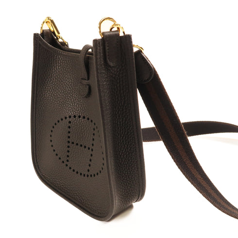 HERMES GHW Evelyne TPM Shoulder Bag Taurillon Clemence Leather Noir Black v2