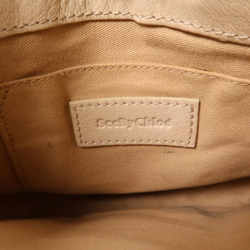 SEE BY CHLOE GHW 2 Way Shoulder Bag Calfskin Leather White