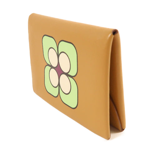 HERMES GHW Calvi Card Case Swift Leather Stamp U 4B Biscuit