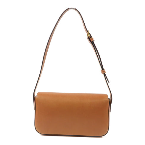 CELINE GHW Shoulder Handbag Calfskin Leather Brown