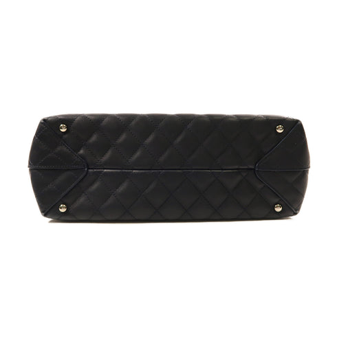 CHANEL CC SHW Shoulder Bag 2Way Chain Calfskin Leather Navy Blue