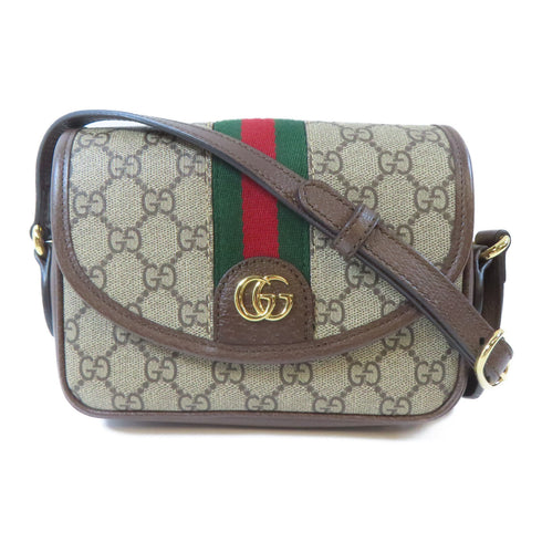 GUCCI GG GHW Ophidia Shoulder Bag 772239 PVC Coated Canvas Brown