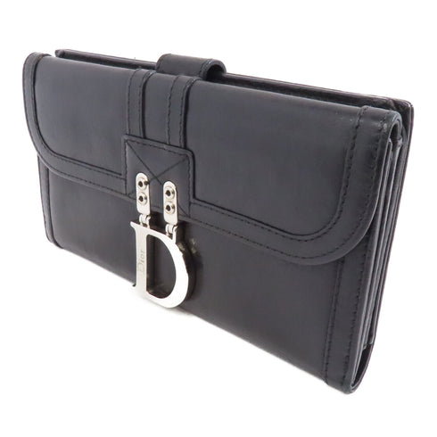 Christian Dior CD SHW Long Wallet Calfskin Leather Black