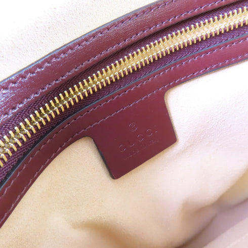 GUCCI GHW GG Marmont Arli Shoulder Bag GG Canvas Calfskin Leather 568857 Brown