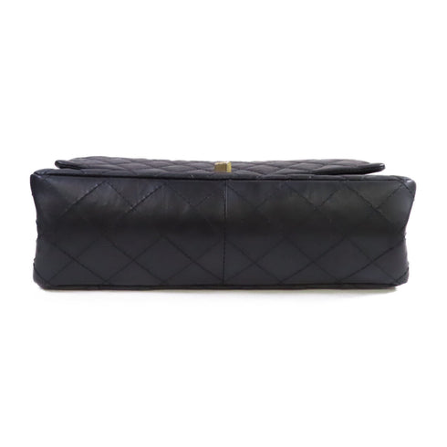 CHANEL Quilted CC GHW 2.55 Medium Shoulder Bag Lambskin Leather A37587 Black