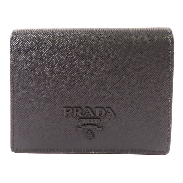 PRADA GHW Wallet 1MV204 Calfskin Leather Black