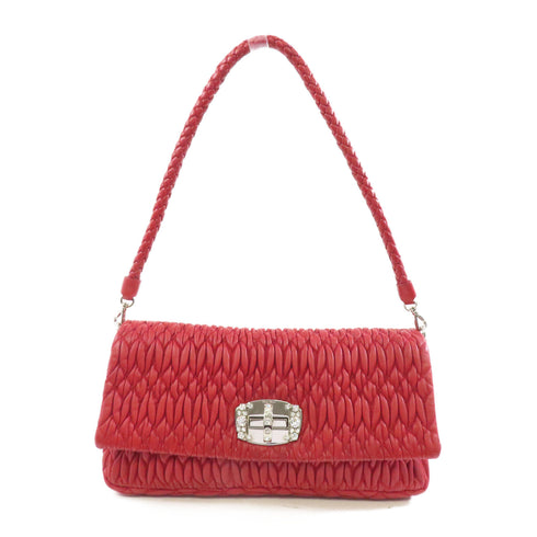 Miu Miu SHW Shoulder Bag Lambskin Leather Red