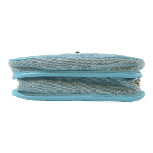 CHANEL Quilted CC GHW Small Messenger Flap Chain Shoulder Bag Denim Neon Blue