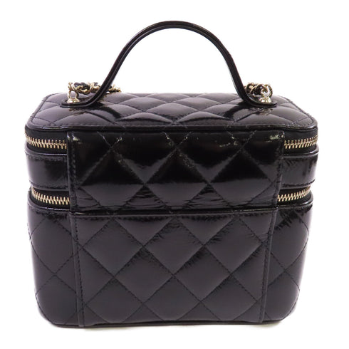 CHANEL CC GHW Vanity Case Hand Shoulder Bag Patent Leather