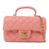 CHANEL CC GHW Mini Flap bag with Top Handle 2 Way Bag Lambskin Leather Pink