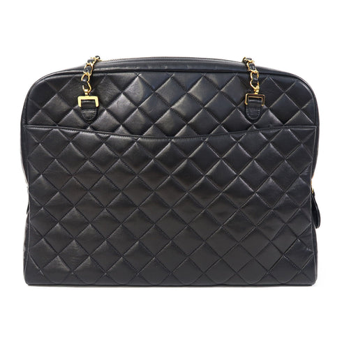 CHANEL Quilted CC GHW Chain Shoulder Bag Calfskin Leather Black v1