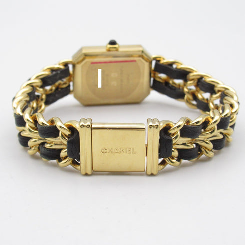 CHANEL CC Premiere L Quartz Movement Watch H0001 Gold Plated Leather Black