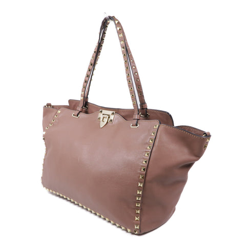 Valentino GHW 2 Way Shoulder Bag Leather Brownish Pink