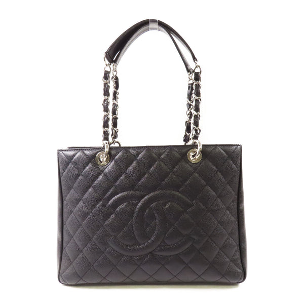 CHANEL CC SHW GST Grand Shopping Tote Shoulder Bag Calfskin Leather Black