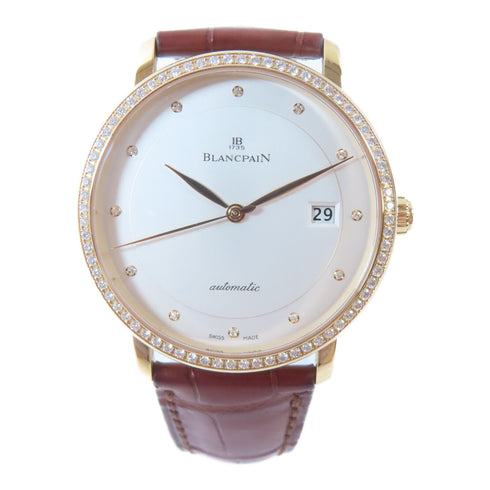 Blancpain Villeret Ultra-Slim Automatic Watch 6223-2987-55B 18K Pink Gold White