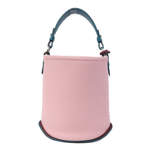 Delvaux SHW Pin Mini Bucket Hand Bag Taurillon Soft Pink/Green
