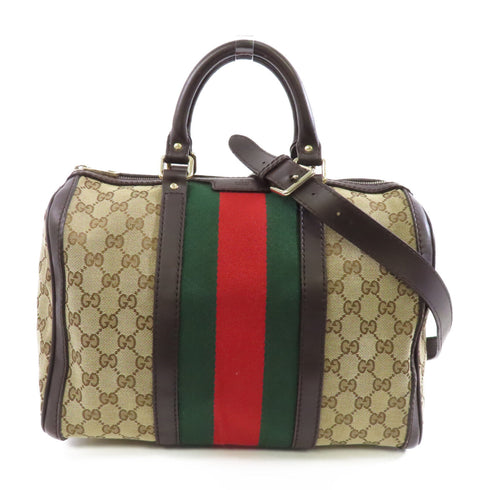 GUCCI GG GHW 2 Way Shoulder Boston Bag 247205 Canvas Leather Brown