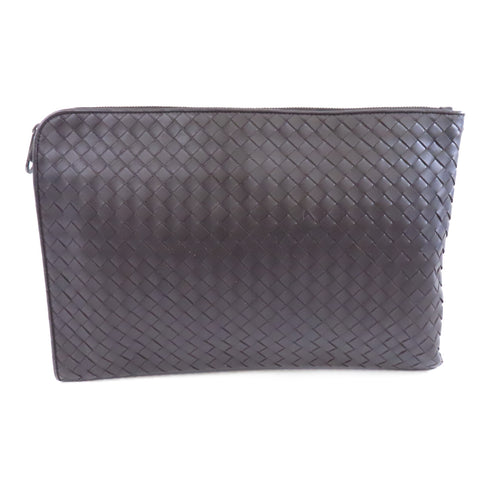 BOTTEGA VENETA BV Clutch Bag Intrecciato Leather Brown
