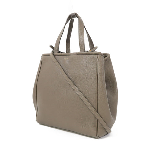 CELINE GHW 2 Way Shoulder Bag 194073CR7 Calfskin Leather Gray Taupe