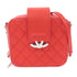 CHANEL Quilted CC SHW Chain Shoulder Bag Crossbody Calfskin Leather Red