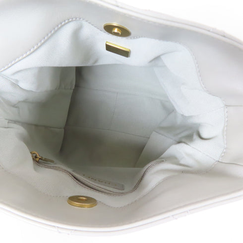 CHANEL Quilted CC GHW Bucket Chain Shoulder Bag Leather Grey Gray