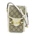 GUCCI GHW GG Supreme Horsebit Mini Shoulder Bag 625615 Coated Canvas Brown White