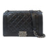 CHANEL Quilted CC Boy Chanel Chain Shoulder Bag Lambskin Leather Black