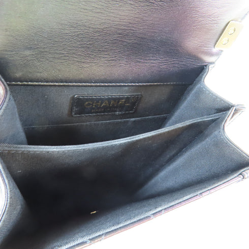 CHANEL Quilted CC GHW Boy Chain Shoulder Bag Calfskin Leather Purple