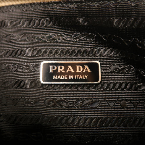 PRADA SHW Triangle Shoulder Bag 1BH190 Calfskin Leather Beige