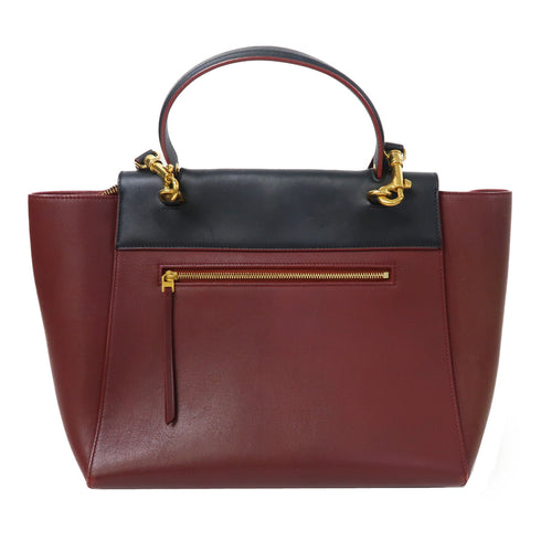 CELINE GHW Belt Bag 2 Way Shoulder Bag Handbag Calfskin Leather Black/Red