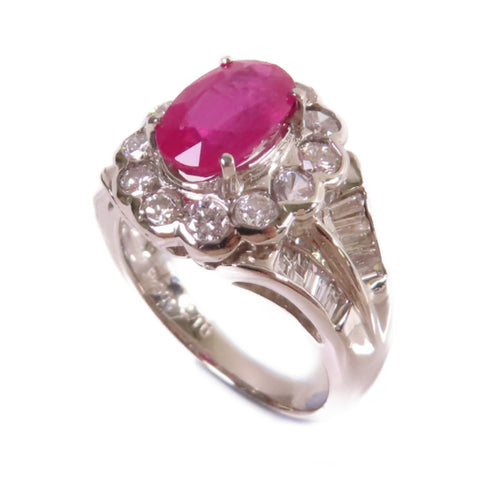 Fine Jewelry 2.10ct Ruby 1.12ct Diamond Ring US#5.5 PT900 Platinum