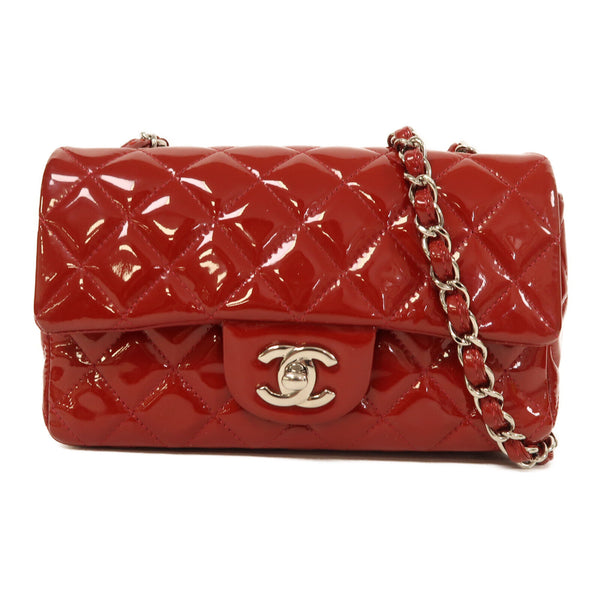 CHANEL CC GHW Classic 20 Chain Shoulder Bag Patent Leather Red
