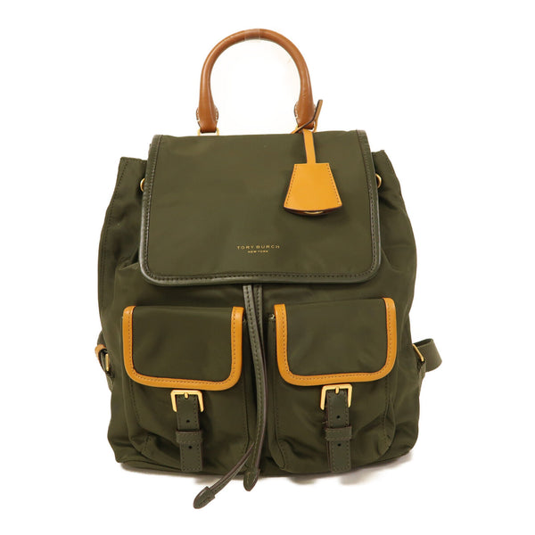 Tory Burch GHW Backpack Rucksack Nylon Green