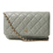 CHANEL CC GHW Wallet On Chain Chain Shoulder Bag Calfskin Leather Olive Green