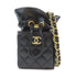 CHANEL CC GHW Mini Chain Shoulder Bag CD0055 Lambskin Leather Black