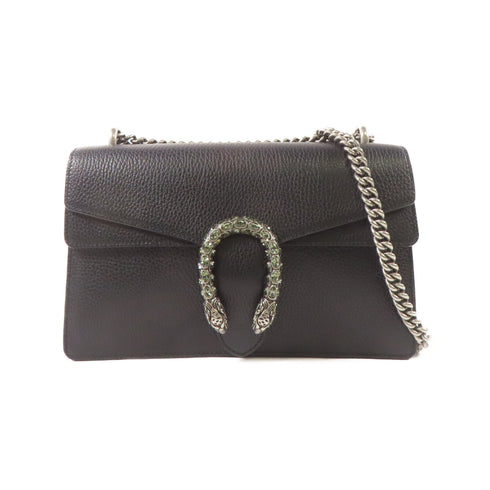 GUCCI GG SHW Dionysus Chain Shoulder Handbag 400249 Calfskin Leather Black