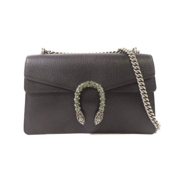 GUCCI GG SHW Dionysus Chain Shoulder Handbag 400249 Calfskin Leather Black