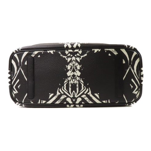 MCM GHW Tote Bag MWP.4SVI39.BW001 Leather Black White