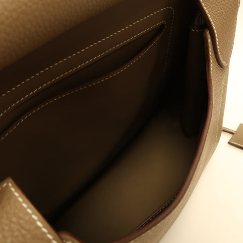 HERMES PHW Mali-Selle PM Shoulder Bag Togo Leather Etoupe